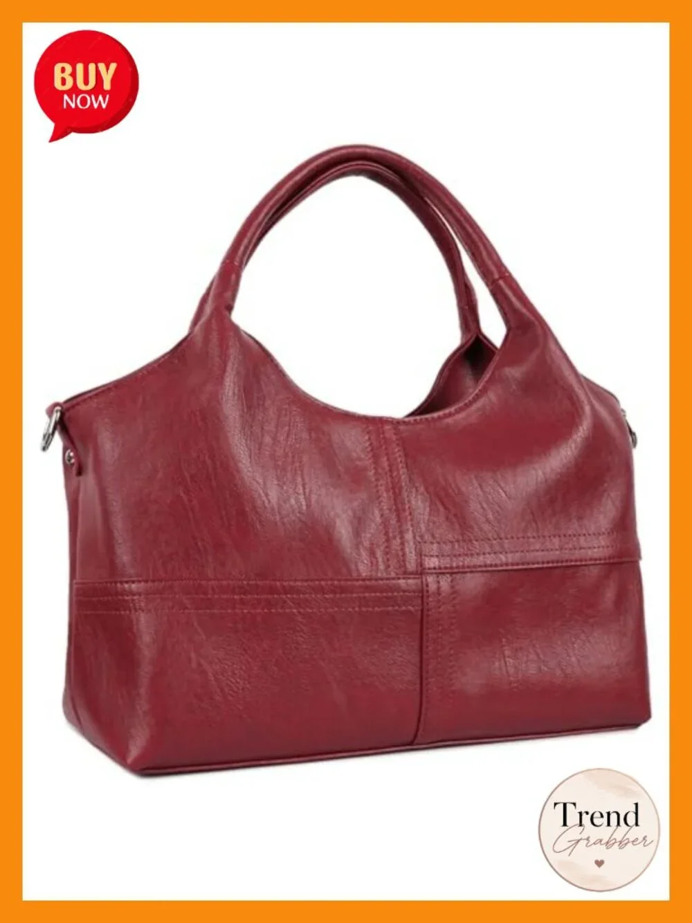 Vegan Leather Tote Hobo Bag with Detachable Satchel Strap